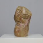 Cubist Marble Head Sculpture Signed AW 2008