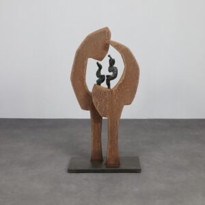 Contemporary Stone & Metal Sculpture with Bronze Figures