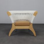 Handcrafted Italian Lounge Chair by Driade in Wood, Rope & Leather Italy 1990s