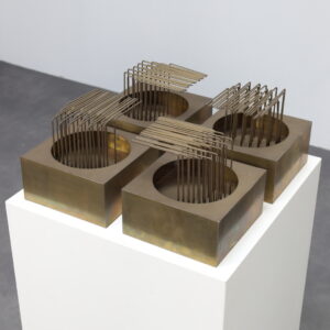 Contemporary Geometric Sculpture in Brass, in the Style of Harry Bertoia, Europe, 20st Century