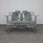 Sculptural Bench in Copper, Zinc and Stained Glass by Cor de Ree, The Netherlands, 1999