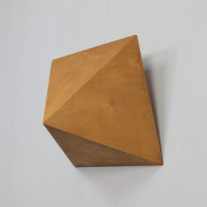 Plywood Pyramid Wall Sculpture – Geometric Hanging Art Europe 1970s