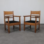 Refined Pair of Art Deco Armchairs in Oak and Coromandel, Attributed to L.O.V. Oosterbeek, 1930s
