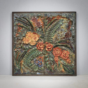 Ceramic Floral Relief Wall Sculpture by Neubauer, 1970s