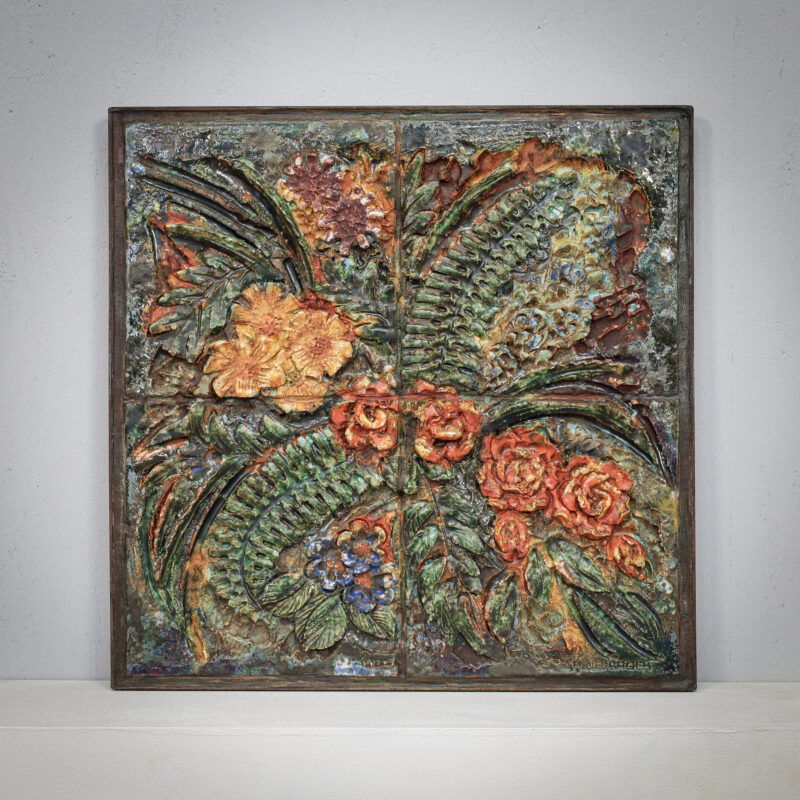 Ceramic Floral Relief Wall Sculpture by Neubauer, 1970s