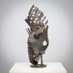 Brutalist Abstract Iron Sculpture Signed CH