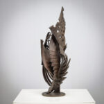 Brutalist Abstract Iron Sculpture Signed CH