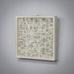 Organic Fiber Art Composition in Glass Shadow Box Frame 1990s