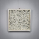 Organic Fiber Art Composition in Glass Shadow Box Frame 1990s