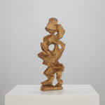 Geometric Abstract Wooden Sculpture by J. Limperg