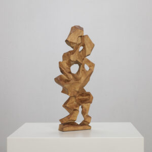 Geometric Abstract Wooden Sculpture by J. Limperg
