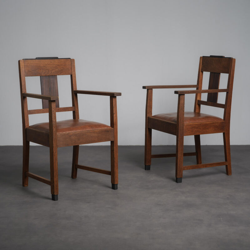 Pair of Amsterdam School Art Deco Armchairs Netherlands 1930s OBJECT88