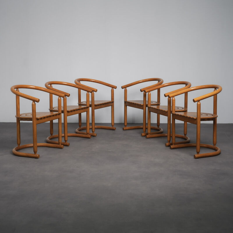 Set of Six Sculptural Dining Chairs by Allmilmö Germany 1980s OBJECT88