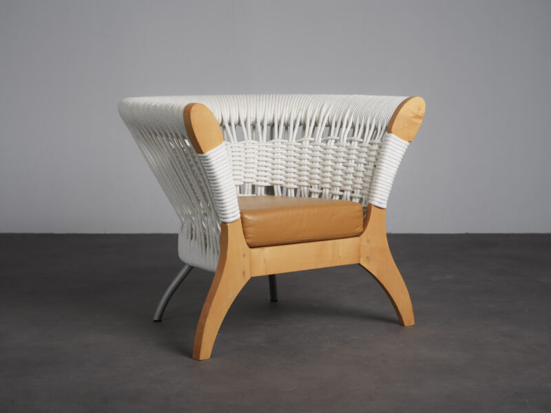 Sculptural Rope and Leather Lounge Chair by Driade Italy 1996 OBJECT88