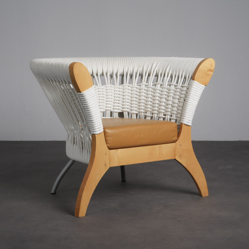 Sculptural Rope and Leather Lounge Chair by Driade Italy 1996 OBJECT88