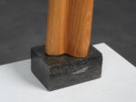 Biomorphic modernist sculpture in carved wood on stone base, Netherlands, 1970s, base detail