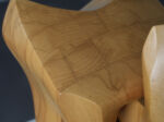 Interlocking abstract wood sculpture by Joop van Bergen, Netherlands, 1980s, wood grain detail