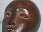 Modernist bronze sleeping head sculpture, 1960s, facial patina detail