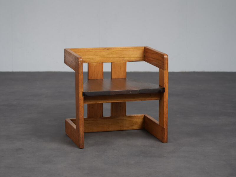 Rare Art Deco children's chair by Pander, Netherlands, 1930s, three-quarter front view