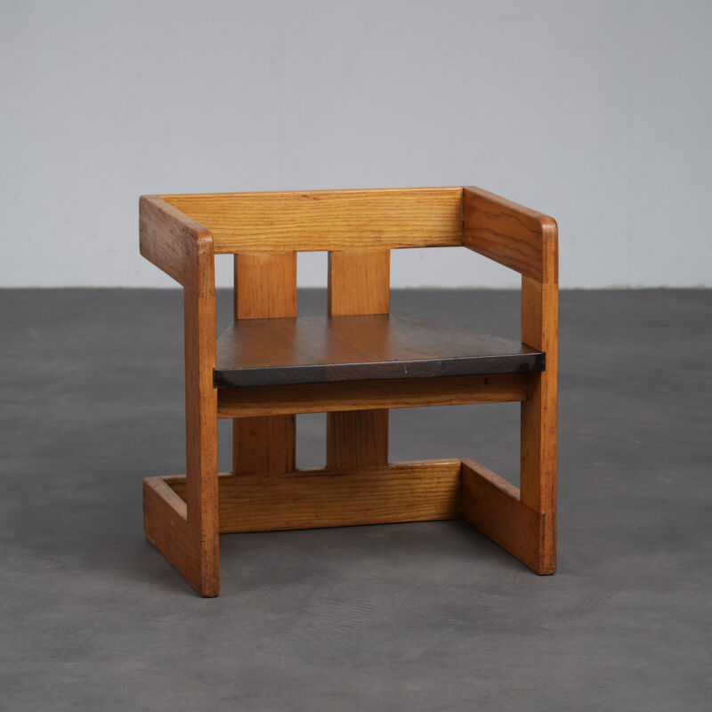 Rare Art Deco children's chair by Pander, Netherlands, 1930s, three-quarter front view