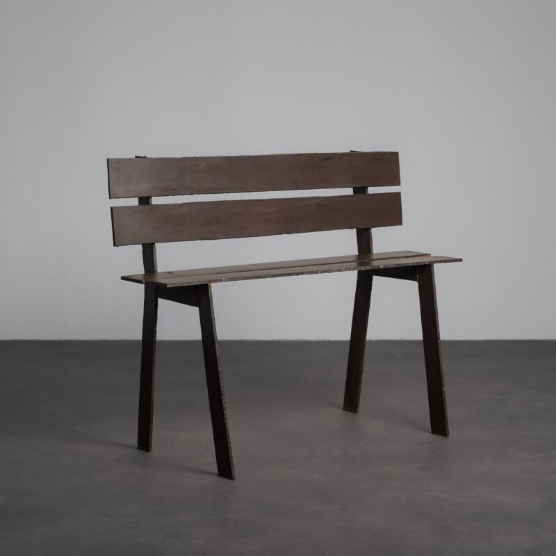 Unique Sculptural Corten Steel Bench, Netherlands, 1990s