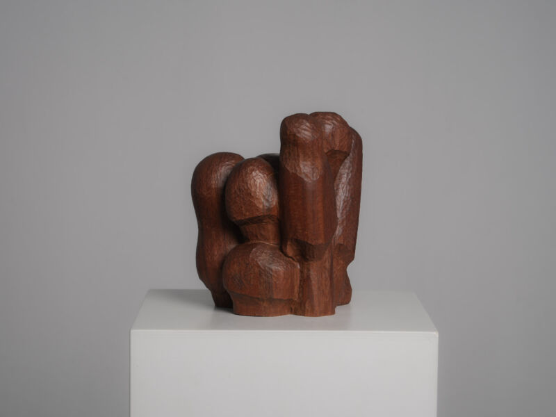 Abstract Carved Wood Sculpture, Netherlands, 1980s