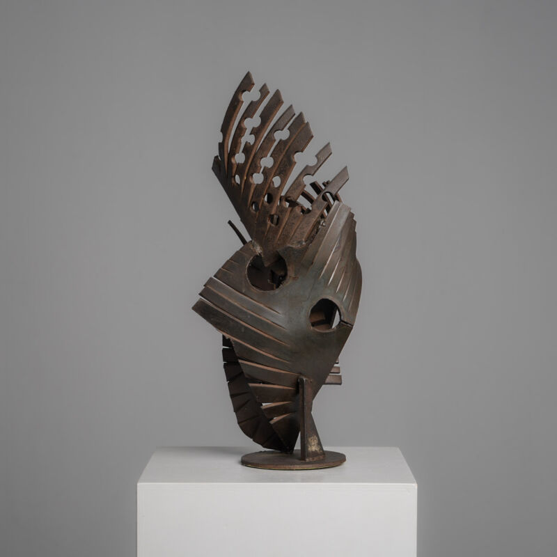 Abstract Constructivist Iron Sculpture, Signed CH, Netherlands, 1960s