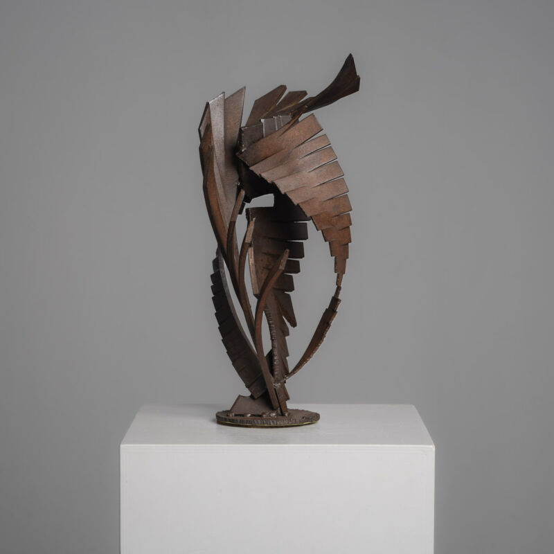 Abstract Constructivist Iron Sculpture, Signed CH, Netherlands, 1960s