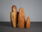 Carved Wood Sculpture Group “Family” by Roland Lavianne, France, 1970s