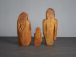 Carved Wood Sculpture Group “Family” by Roland Lavianne, France, 1970s
