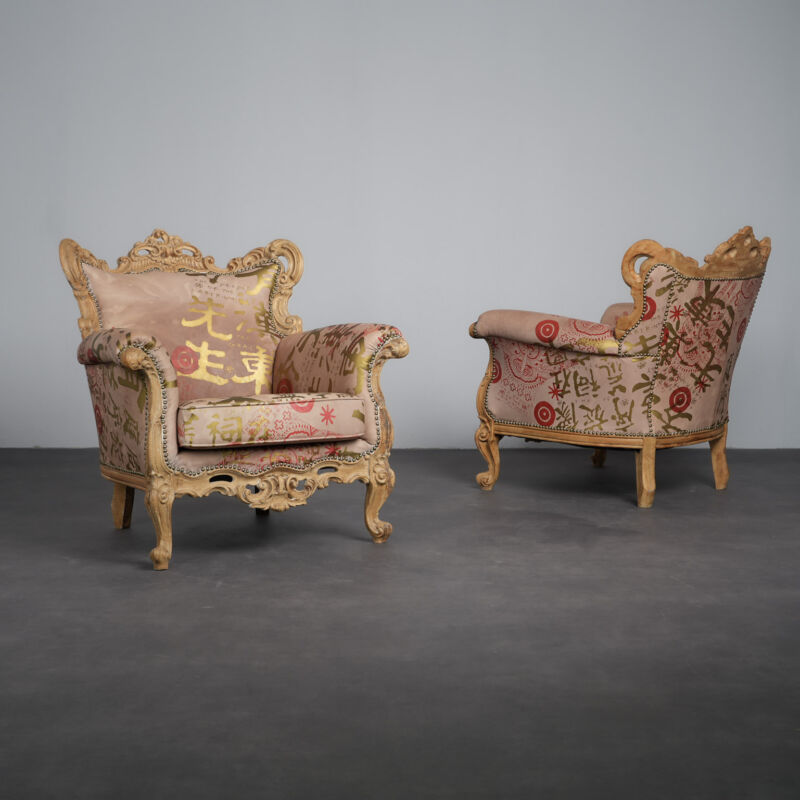 Pair of Baroque Armchairs by The People of the Labyrinths, Netherlands, 2000s