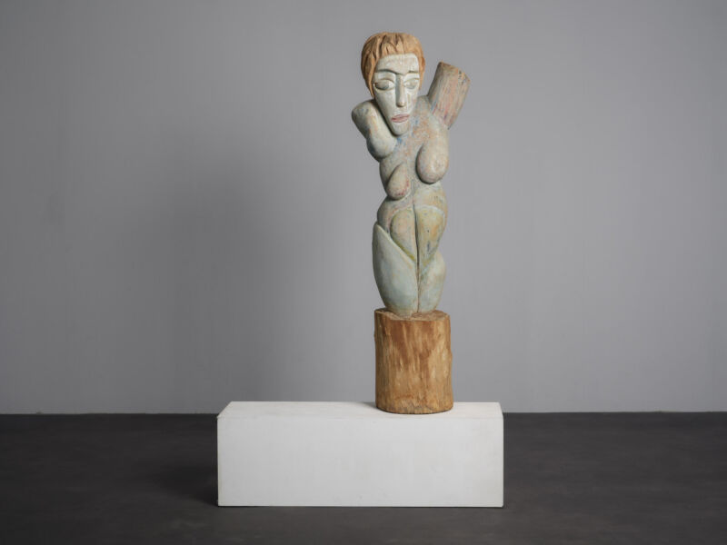 Painted Wood Female Figure Sculpture by Tom de Munk-Kerkmeer, Australia, 1990