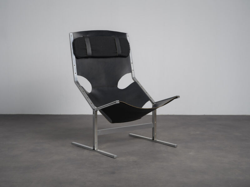 Rare Leather Lounge Chair by Pierre Thielen for Metz & Co., Netherlands, 1960s