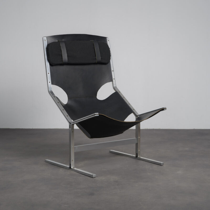 Rare Leather Lounge Chair by Pierre Thielen for Metz & Co., Netherlands, 1960s